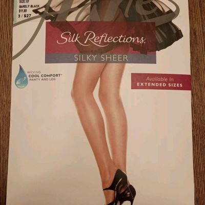Silk Reflections Silky Sheer Control Top Sheer Toe Size  E/F Barely Black 717
